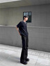 魯雅爾美式cleanfit微喇西褲男夏季高街潮流百搭褲子情侶垂感痞帥休閑褲 黑色 XL 【建議120-140斤】 曬單實(shí)拍圖