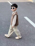 G.DUCKKIDS童裝男童套裝春秋季一歲寶寶衣服兒童春裝學(xué)院風(fēng)三件套2幼兒服裝 米色-口袋熊 90 cm建議身高85-95cm 曬單實(shí)拍圖