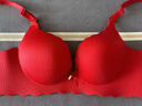 CUOT BOOR本命年加厚聚攏紅色內衣女新娘結婚無(wú)鋼圈文胸內褲套裝屬馬年新款 酒紅套裝【禮盒+紅襪+手繩】 M -34/75AB 曬單實(shí)拍圖