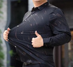 羅蒙（ROMON）大碼襯衫男長(cháng)袖加絨加厚胖子加肥加大冬季寬松免燙男裝保暖襯衣潮 303黑色加絨 200/6XL200到225斤 曬單實(shí)拍圖