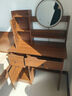 富禾實(shí)木梳妝臺臥室化妝桌化妝凳斗柜一體收納燈鏡化妝臺家用簡(jiǎn)約桌子 實(shí)木板【兩抽三門(mén)】深胡桃色 曬單實(shí)拍圖