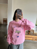 MMLG 圓領(lǐng)衛衣女男2025早秋新款重磅萌趣圖案設計韓系情侶上衣服外套 淺花灰 S 曬單實(shí)拍圖