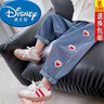 迪士尼（Disney）女童牛仔褲春夏季2025新款女寶寶洋氣秋款韓版老爹褲兒童直筒褲子 藍色草莓牛仔褲 120 曬單實拍圖