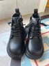 G.duck女童馬丁靴秋冬季新款加絨皮靴中大童男童皮短靴兒童鞋靴子 027黑色加絨 34 曬單實(shí)拍圖