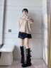 5+褲管靴長(cháng)靴女2025秋冬季新款堆堆靴長(cháng)筒靴西部牛仔靴騎士靴女靴子 黑色-單里 37 曬單實(shí)拍圖