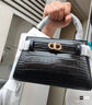 CHARLES&KEITH鱷魚(yú)紋凱莉包手提斜挎婚包包女包生日禮物CK2-50270880-1 Black黑色 S 曬單實(shí)拍圖