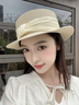 啄木鳥(niǎo)小帽檐法式平頂帽優(yōu)雅草帽女春夏時(shí)尚百搭禮帽草編遮陽(yáng)帽防曬帽子 米色 可調節(56-58c) 曬單實(shí)拍圖