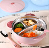 COOKSS兒童餐盤(pán)不銹鋼分格嬰兒餐具輔食碗寶寶吸盤(pán)注水保溫碗帶叉勺粉色 曬單實(shí)拍圖