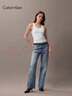 Calvin KleinJeans25夏季女士休閑ck羅紋彈力修身內搭背心針織T恤40WL276 YAA-月光白 XS 曬單實(shí)拍圖