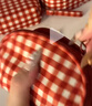 無(wú)印良品（MUJI）再生聚酯纖維化妝包 居家 旅行 化妝品收納 便攜 洗漱包 新品 平型 紅色格紋 曬單實(shí)拍圖