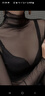 筱艷早春高領(lǐng)網(wǎng)紗打底衫女內搭洋氣紗衣黑色堆堆領(lǐng)蕾絲衫上衣 黑色 XL 110斤到120斤 曬單實(shí)拍圖