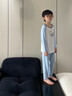 俞兆林兒童睡衣男春秋款家居服套裝中大童莫代爾棉長(cháng)袖長(cháng)褲居家空調服 A類(lèi)柔軟順滑-淺藍鯊魚(yú) 160 建議150-160cm,80-95斤 曬單實(shí)拍圖