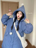 鹿依檸牛仔藍羽絨棉服女2025冬季新款甜美可愛(ài)減齡棉衣保暖中長(cháng)棉襖外套 牛仔藍 M 曬單實(shí)拍圖