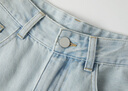 香影【王楚然明星同款】淺色高腰牛仔短褲女夏純棉水洗丹寧風(fēng)卷邊褲子 牛仔藍 S 155/60A/85-95斤 曬單實(shí)拍圖