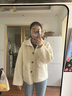 茵曼羊毛圈圈呢?zé)粜窘q拼接外套2025冬女裝新款毛呢上衣 珍珠白 M 曬單實拍圖