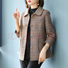 淺戀中年媽媽裝春秋季千鳥(niǎo)格翻領(lǐng)針織開(kāi)衫外套中老年女裝時(shí)尚休閑上衣 曬單實(shí)拍圖