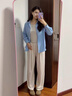 燦圖加絨波點(diǎn)糯米褲子女秋冬季高腰垂感保暖休閑褲小個(gè)子闊腿運動(dòng)衛褲 米白色 加絨 L 曬單實(shí)拍圖