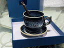景德鎮（jdz）窯變咖啡杯碟套裝馬克杯復古辦公室水杯陶瓷早餐下午茶喝牛奶杯子 窯變藍色夢(mèng)幻咖啡杯-圓口 曬單實(shí)拍圖