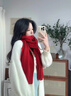 WUCANLI女秋冬100%純羊毛圍巾時(shí)尚保暖加長(cháng)披肩高檔禮盒裝生日禮物 紅色【100%純羊毛-精美禮盒】 曬單實(shí)拍圖