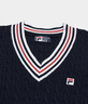 FILA 斐樂(lè )官方女子編織衫2025冬新款時(shí)尚休閑復古寬松V領(lǐng)麻花毛衣 傳奇藍-NV M 165/84A/M 曬單實(shí)拍圖