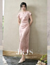 JK&JSJKJS【碧聆風(fēng)】人絲提花 國(guó)風(fēng)旗袍女新中式長(zhǎng)裙氣質(zhì)高級(jí)感連衣裙 粉色 S 曬單實(shí)拍圖