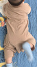 童泰（TONGTAI）嬰兒連體衣夏季莫代爾棉寶寶衣服兒童休閑哈衣爬服提花棕色73cm 曬單實(shí)拍圖