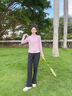 徽格兒（phigeer）秋季羽毛球服女運動(dòng)套裝新款寬松顯瘦闊腿褲網(wǎng)球服長(cháng)袖戶(hù)外跑步服 粉紫兩件套（黑褲） M 曬單實(shí)拍圖