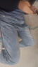 Homlean美式水洗牛仔褲男春夏高街痞帥寬松直筒闊腿長(zhǎng)褲子HS05復(fù)古藍(lán)2XL 曬單實(shí)拍圖