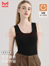 貓人（MiiOW）保暖背心女士?jì)纫聨貕|德絨含羊絨蠶絲打底吊帶無(wú)痕 膚色M 曬單實(shí)拍圖