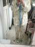 沛阮80-300斤加大碼睡衣女春秋季長(cháng)袖長(cháng)褲學(xué)生開(kāi)衫家居服套裝春天寬松 3021SF1藍色 2XL 建議170-200斤加肥大碼 曬單實(shí)拍圖