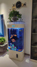 美諾魚(yú)缸客廳半圓型魚(yú)缸屏風(fēng)大中小型家用落地式玻璃金魚(yú)缸生態(tài)免換水 白冰花 60*40*138 曬單實(shí)拍圖