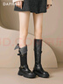 達芙妮長(cháng)筒靴子女鞋冬季加絨2025新款秋季高筒騎士長(cháng)靴百搭 曬單實(shí)拍圖