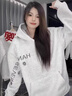 燦圖美式花卉字母刺繡加絨連帽衛衣女秋冬季寬松潮流加厚帽衫情侶外套 白灰色 加絨 L 曬單實(shí)拍圖
