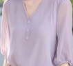 恒源祥紫色v領(lǐng)襯衫女夏季氣質(zhì)雪紡衫寬松氣質(zhì)感中袖高端七分袖上衣 紫色 L 110-120斤 曬單實(shí)拍圖