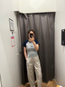 優(yōu)衣庫女裝休閑廓形長(cháng)褲/系腰帶彎刀鐮刀褲子481028 481028/02淺灰色 L /160/70A 曬單實(shí)拍圖