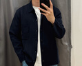 優(yōu)衣庫男裝女裝羅紋襯衫式針織開衫毛衣毛衫外套通勤25新款478550 69 藏青色 M /170/92A 曬單實拍圖