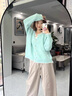 妃奧絨多巴胺彩色紐扣軟糯針織毛衣外套女秋冬新款寬松休閑開(kāi)衫外搭上衣 藍綠色【優(yōu)質(zhì)版】 M 曬單實(shí)拍圖