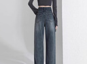 俞兆林牛仔褲女春秋2025新款窄版直筒闊腿褲女小個(gè)子高腰寬松顯瘦休閑褲 復古藍 M 【適合95-110斤】 曬單實(shí)拍圖