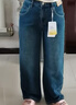 森馬（Semir）牛仔褲女抓毛闊腿褲港風(fēng)冬季2025顯腿長(cháng)拖地褲ins潮109725124002 曬單實(shí)拍圖
