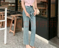 美洋（MEIYANG）T臺牛仔褲 丹寧360°彈力修身長(cháng)褲 藍色九分版    L    曬單實(shí)拍圖