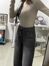 魯雅爾黑灰色復古闊腿牛仔褲女秋季新款高腰寬松顯瘦垂感直筒拖地褲子潮 黑灰色 L 曬單實(shí)拍圖