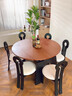 森能法式中古風(fēng)可折疊圓桌家用客廳實(shí)木餐桌網(wǎng)紅創(chuàng  )意方圓兩用圓餐桌椅 1.2米實(shí)木伸縮餐桌+靈芝椅*2 曬單實(shí)拍圖