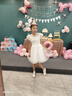 芭比女童禮服花童婚禮小女孩婚紗鋼琴演奏演出服兒童白色主持人公主裙 曬單實(shí)拍圖