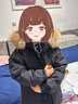 鴨鴨兒童羽絨服2025冬季新款男女童毛領(lǐng)連帽中大童加厚保暖外套HR 黑色（毛領(lǐng)） 170 曬單實(shí)拍圖