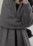 浪莎毛衣外套女士秋冬季中長(cháng)款感寬松顯瘦慵懶風(fēng)外搭過(guò)膝針織衫開(kāi)衫女 灰色現貨 S 曬單實(shí)拍圖