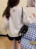 LDBE灰色小狗刺繡衛衣女2025新款秋季蕾絲拼接寬松慵懶風(fēng)無(wú)帽圓領(lǐng)上衣 灰色【春秋薄款】 M 【80-110斤】 曬單實(shí)拍圖
