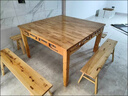 圣多堡原木柏木實(shí)木仿古餐桌椅組合四方桌八仙桌經(jīng)濟型飯桌子帶抽屜餐桌 原木色1.2米帶抽方桌單桌 曬單實(shí)拍圖