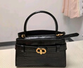 CHARLES&KEITH鱷魚(yú)紋凱莉包手提斜挎婚包包女包生日禮物CK2-50270880-1 Black黑色 S 曬單實(shí)拍圖