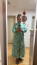 亂在江南民族風(fēng)印花加絨棉服女長(zhǎng)款冬季新款寬松復(fù)古盤扣優(yōu)雅外套 綠色 M 曬單實(shí)拍圖