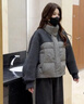芭芙達妮棉服女款2025年最新款小個(gè)子燙鉆毛呢拼接短款冬季流行棉襖外套 灰色 M :【100-115斤】 曬單實(shí)拍圖